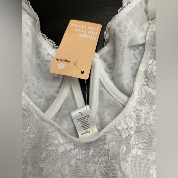 Popilush Shapewear Lace Deep V-Neck Low Back Hourglass Thong Bodysuit - Picture 7 of 7